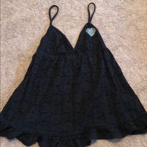 Victoria’s Secret pink black lace tank lingerie xs